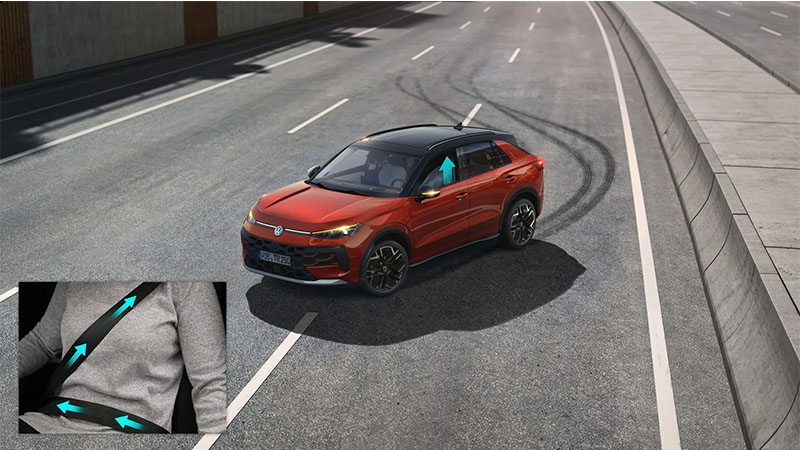 Volkswagen T-Roc - Systém proaktivní ochrany cestujících Volkswagen T-Roc asistenční systémy